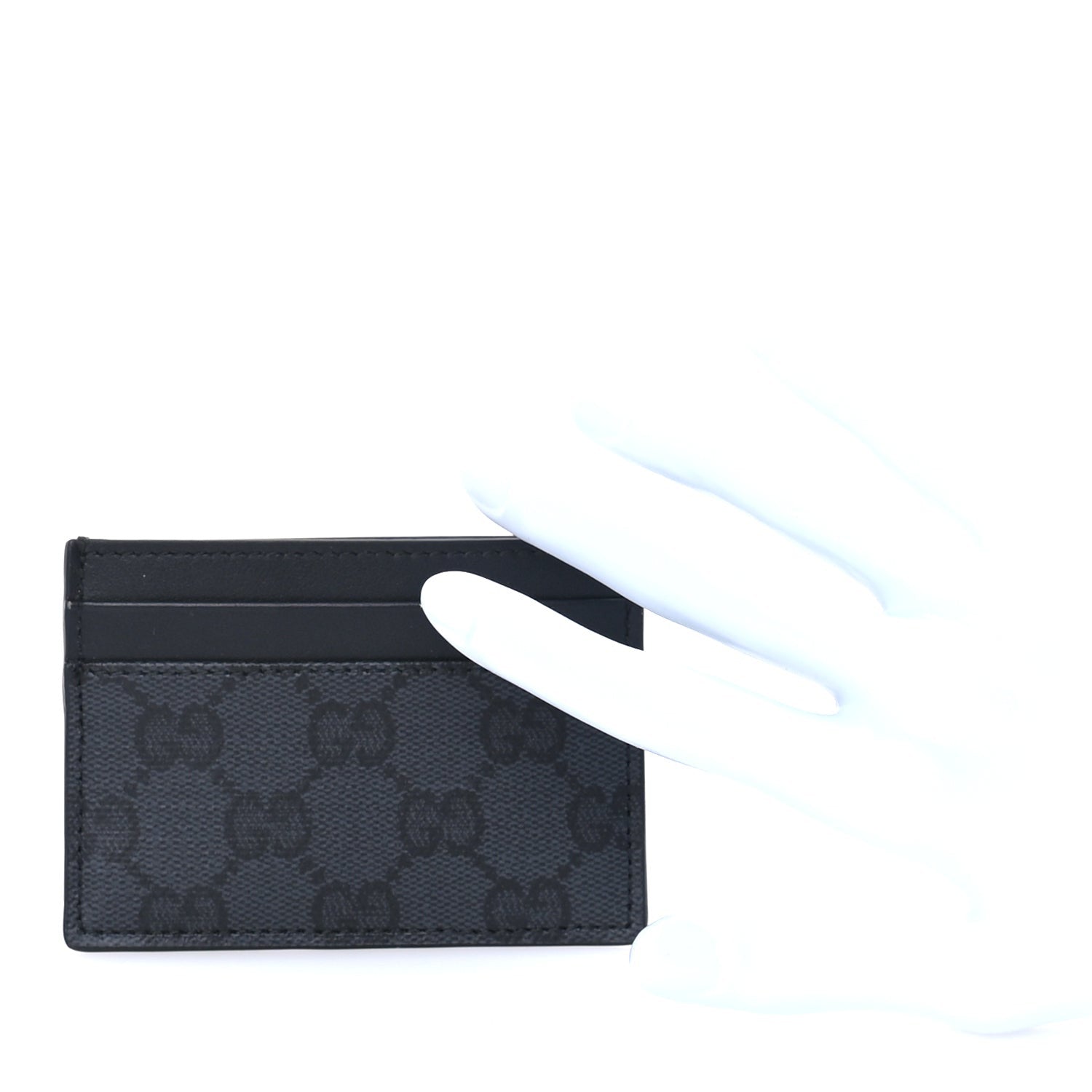 Gucci GG Supreme Monogram Card Holder  Black Grey 2 of 7