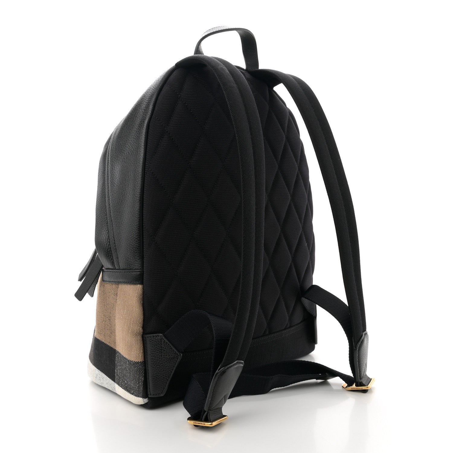 Burberry Mega Check Calfskin Abbeydale Simple Backpack Black Camel 3 of 11