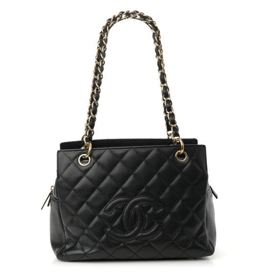Caviar Quilted Petit Timeless Tote PTT Black