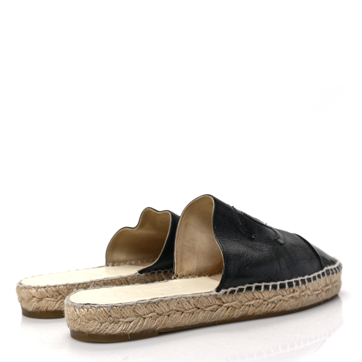 Chanel Goatskin Patent CC Espadrille Mules 37 Black 4 of 8