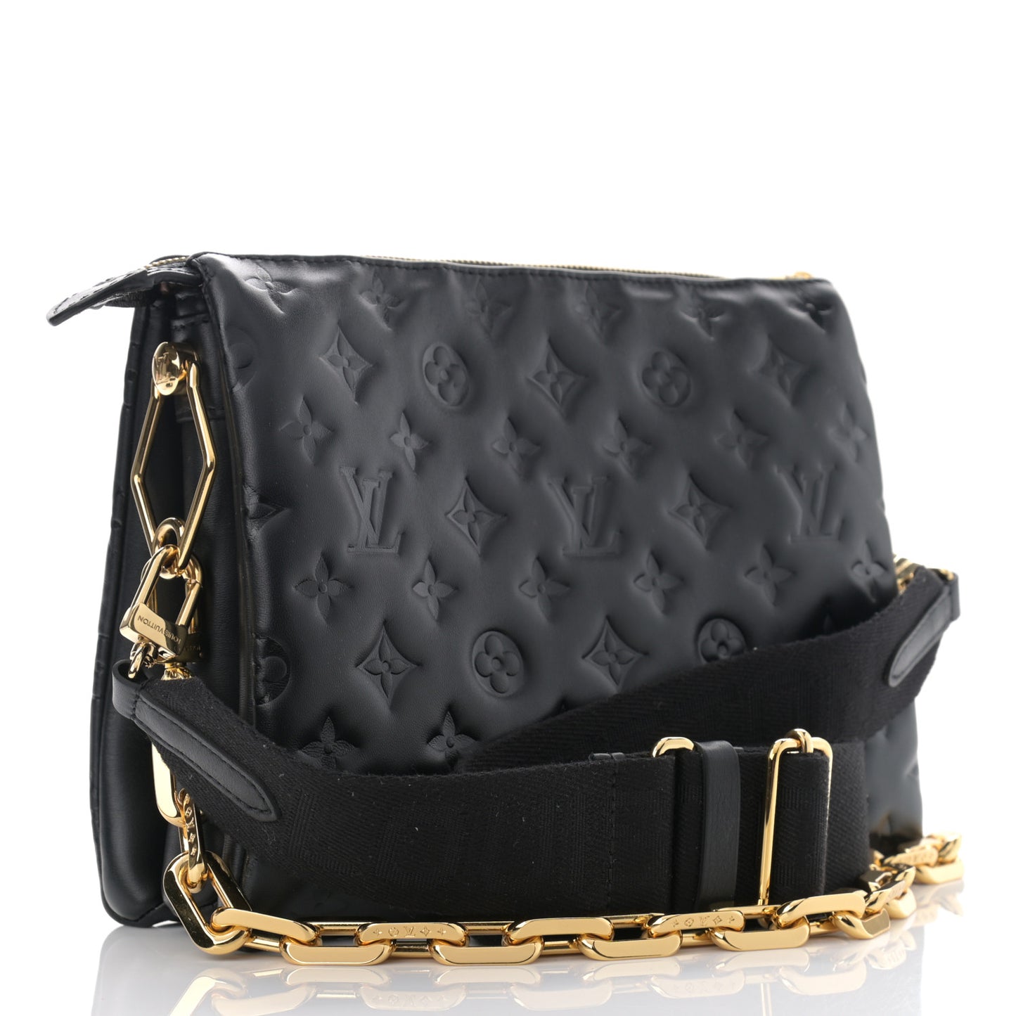 Lambskin Embossed Monogram Coussin PM Black