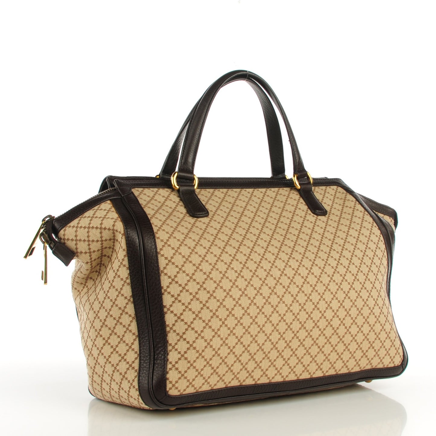 Diamante Cellarius Calfskin Medium 1973 Top Handle Bag Beige Ebony Cocoa