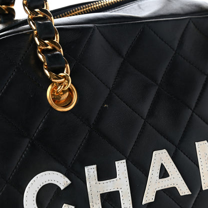 Chanel Lambskin Quilted Logo Bowling Bag Black 15 of 15