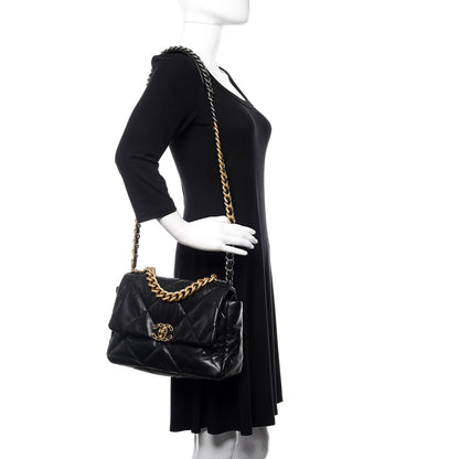 Chanel Goatskin Quilted Large 19 Flap Black 2 of 11