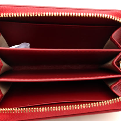 MCM Lauretos Jacquard Monogram Mini Heart Zip Around Wallet Red White 5 of 6