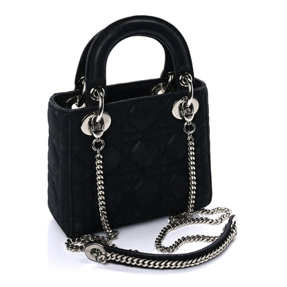 Christian Dior Metallic Lambskin Cannage Mini Lady Dior Black 2 of 8