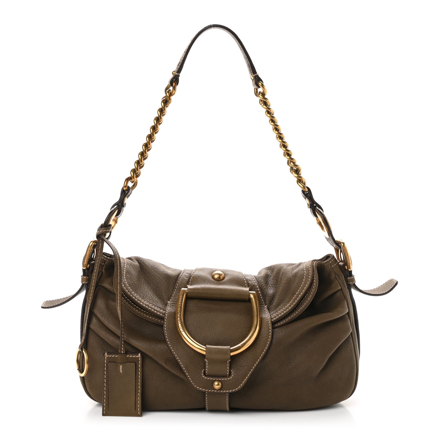 Grained Calfskin D Ring Hobo Flap Brown