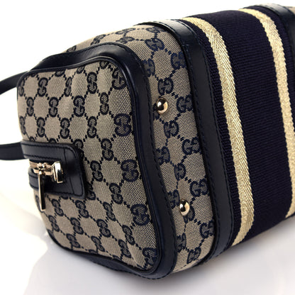 Gucci Monogram Vintage Web Small Boston Navy 13 of 18