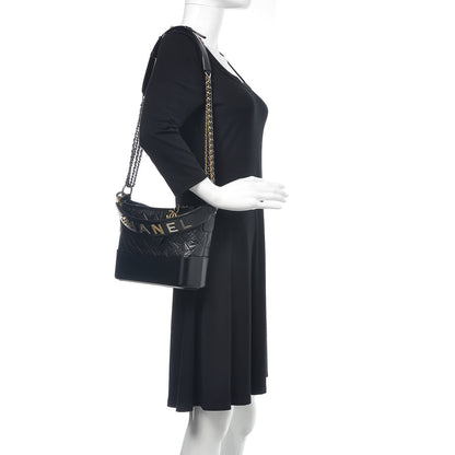 Chanel Aged Smooth Calfskin Quilted Medium Gabrielle Logo Hobo Black 2 of 10