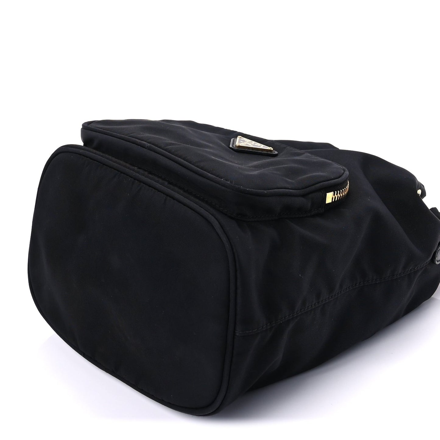 Nylon Vela Saffiano Mini Bucket Crossbody Bag  Black