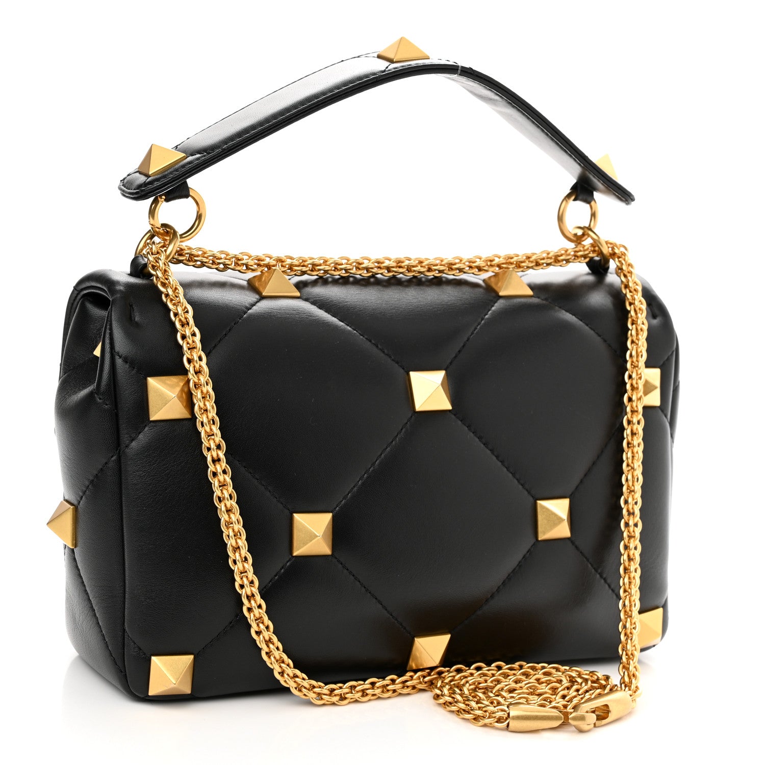 Valentino Garavani Nappa Large Roman Stud Shoulder Bag Black 3 of 9