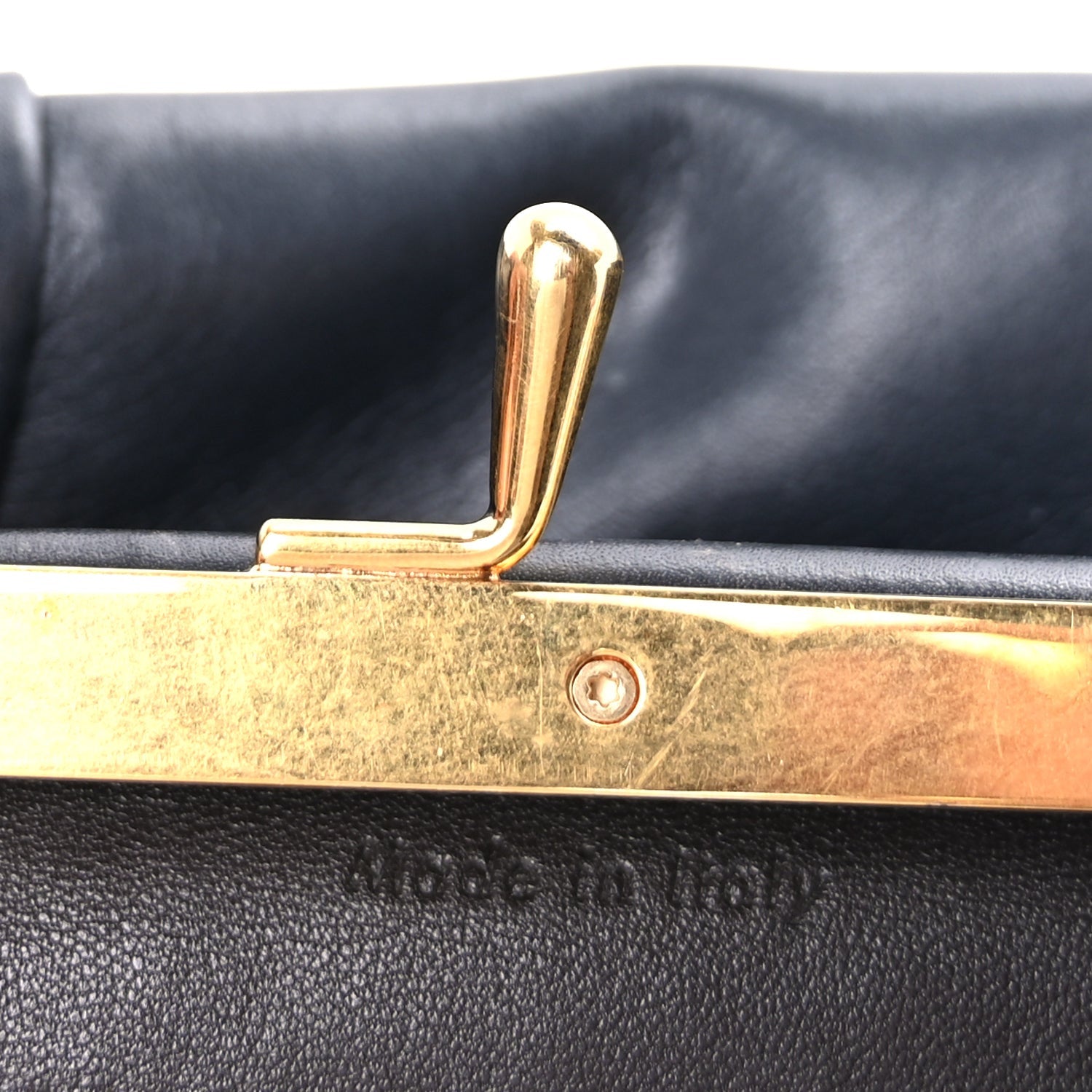 Celine Calfskin Pleated French Lock Clutch  Black 5 of 9