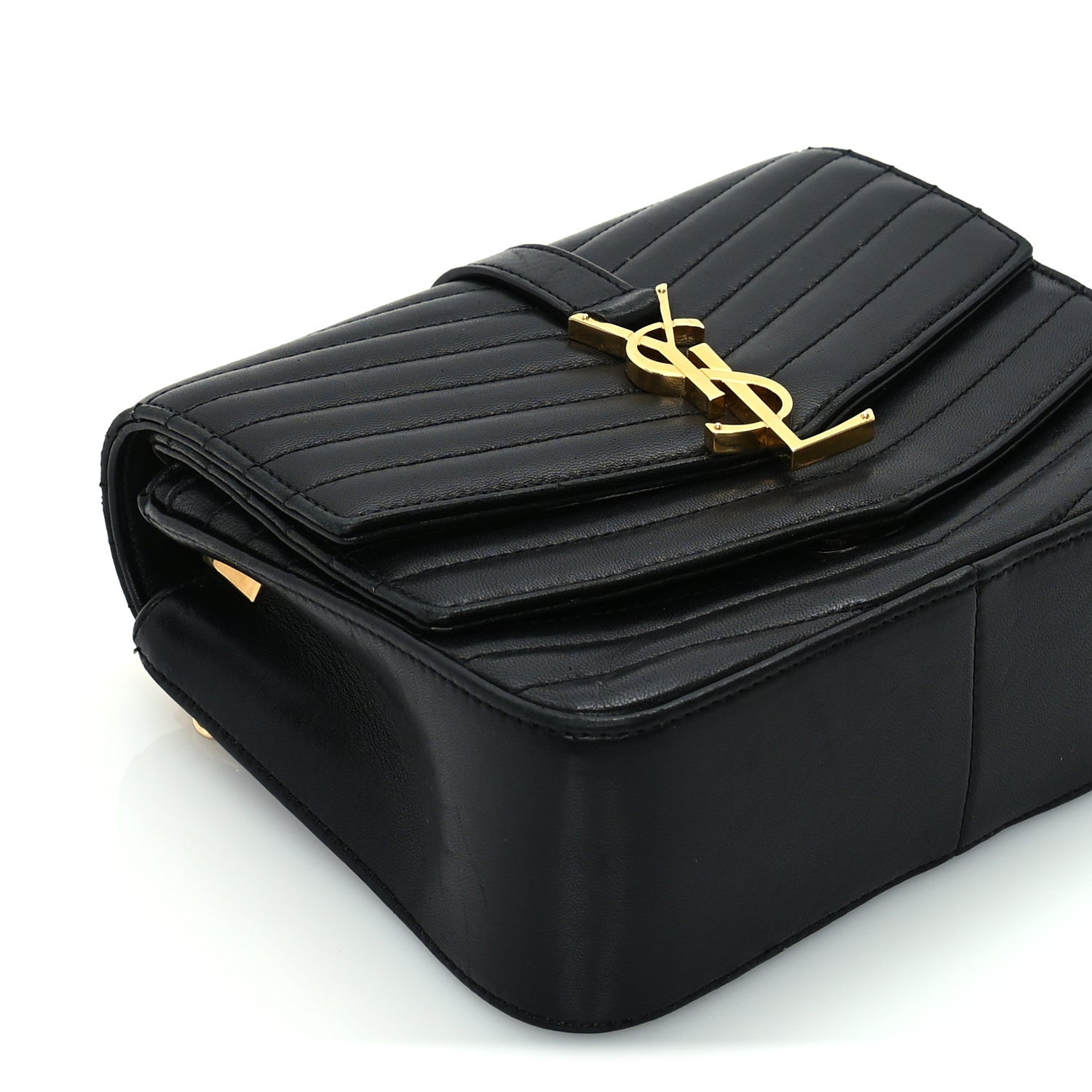 Saint Laurent Lambskin Matelasse Chevron Monogram Small Sulpice Bag Black 7 of 8