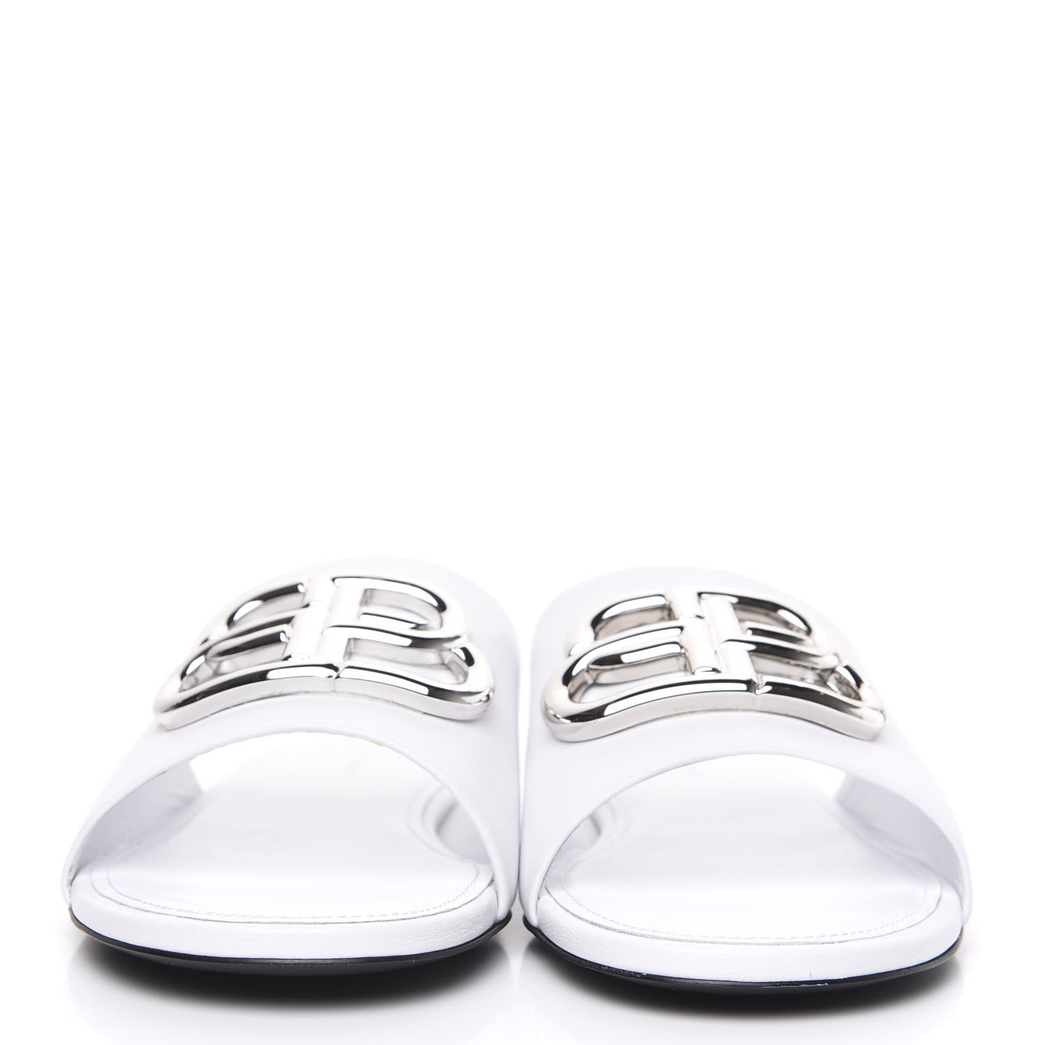 Balenciaga Shiny Sheepskin Oval BB Mule Sandals 36.5 White 2 of 9