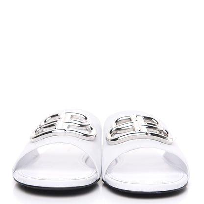 Balenciaga Shiny Sheepskin Oval BB Mule Sandals 36.5 White 2 of 9