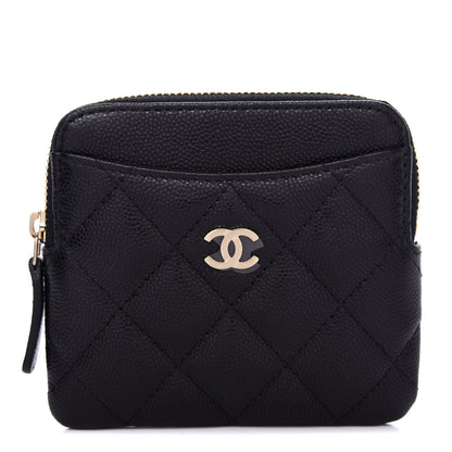 Chanel Caviar Quilted Zip Card Holder Wallet Black 1 of 7