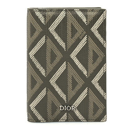 Christian Dior Calfskin CD Diamond Canvas Bi-Fold Card Holder Green 1 of 7