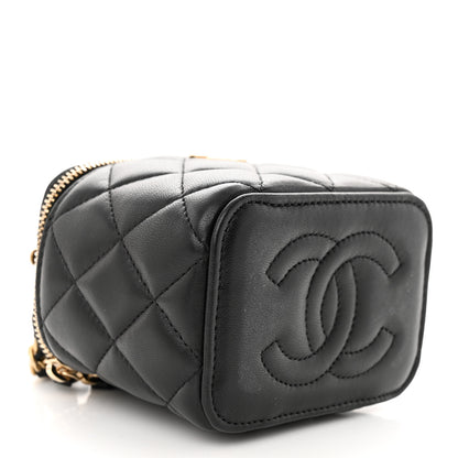 Chanel Lambskin Quilted Metal Mini Top Handle Vanity Case With Chain Black 4 of 12