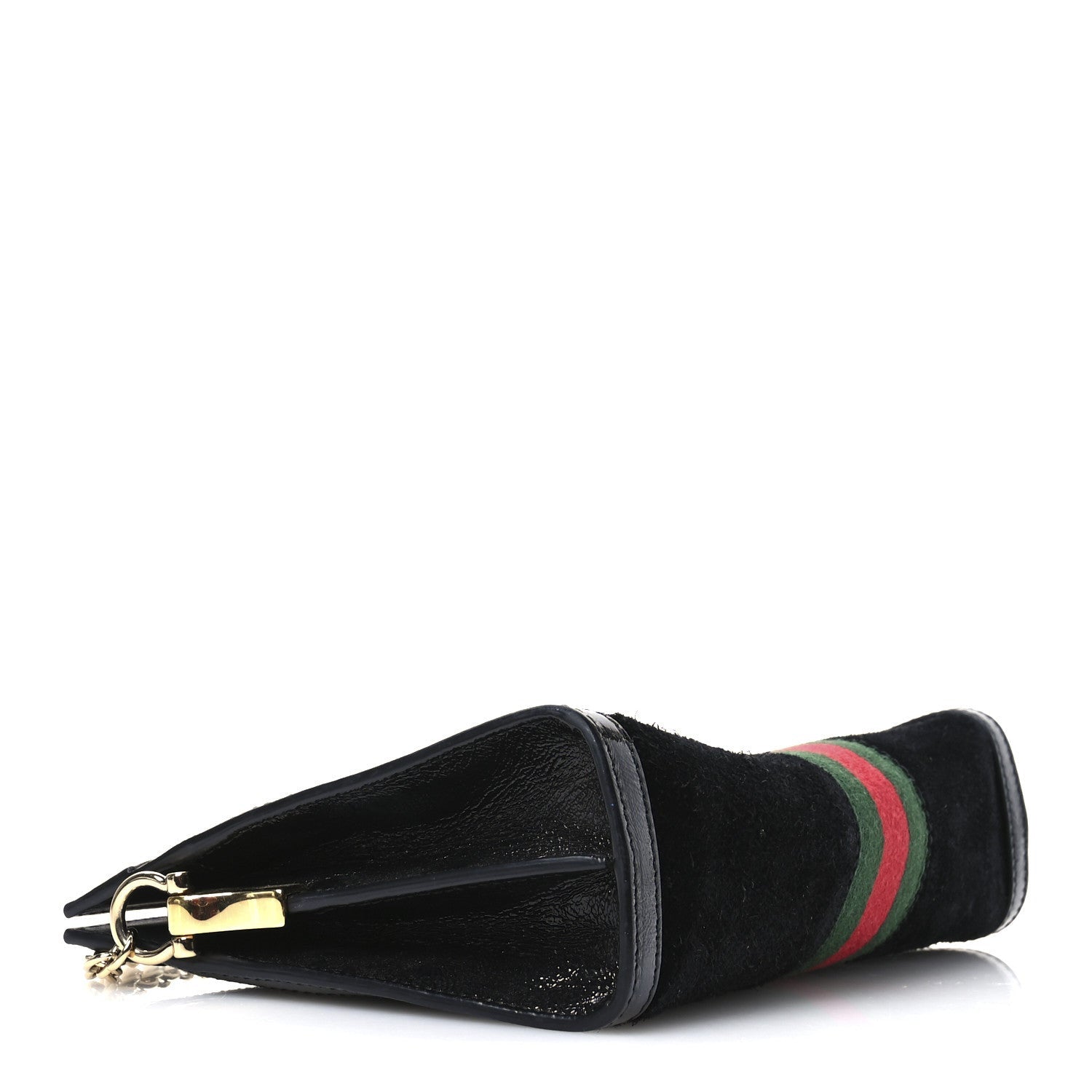 Gucci Suede Patent GG Web Small Ophidia Chain Shoulder Bag Black 4 of 7