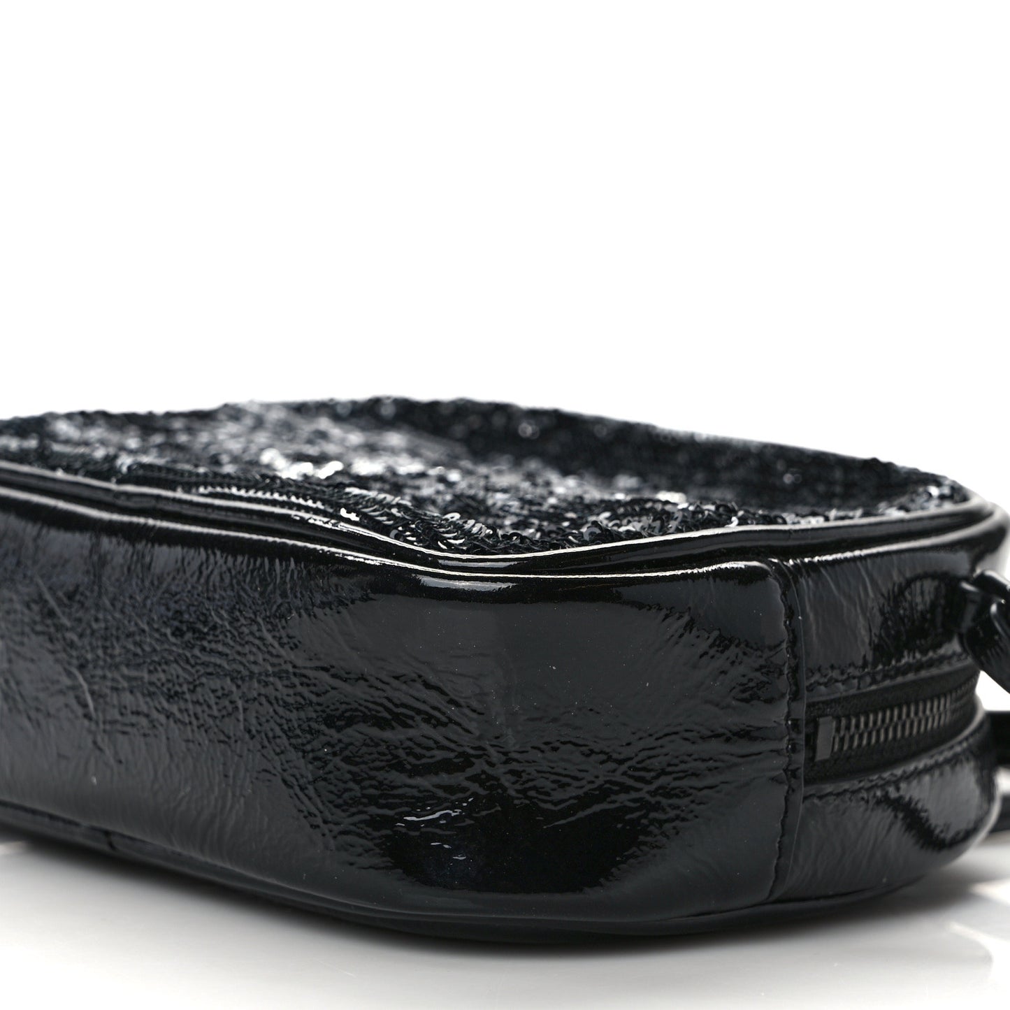 Sequin Patent Monogram Blogger Bag Black