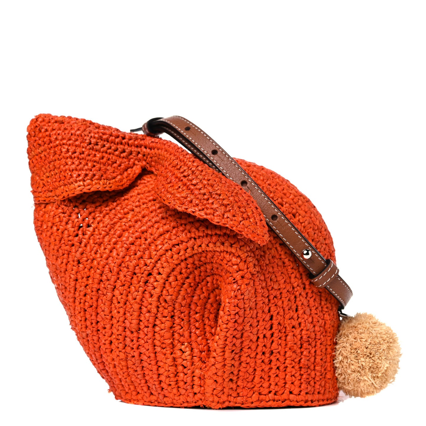 Raffia Mini Bunny Crossbody Bag Orange