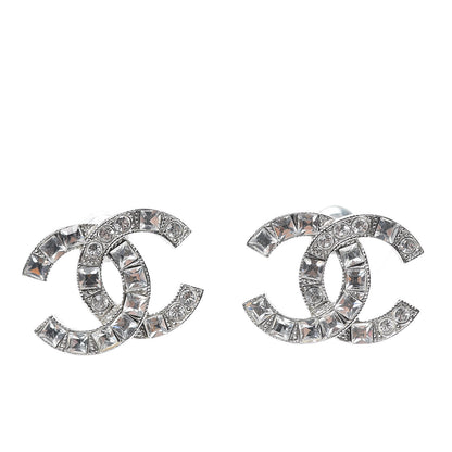 Chanel Baguette Crystal CC Earrings Silver 1 of 6