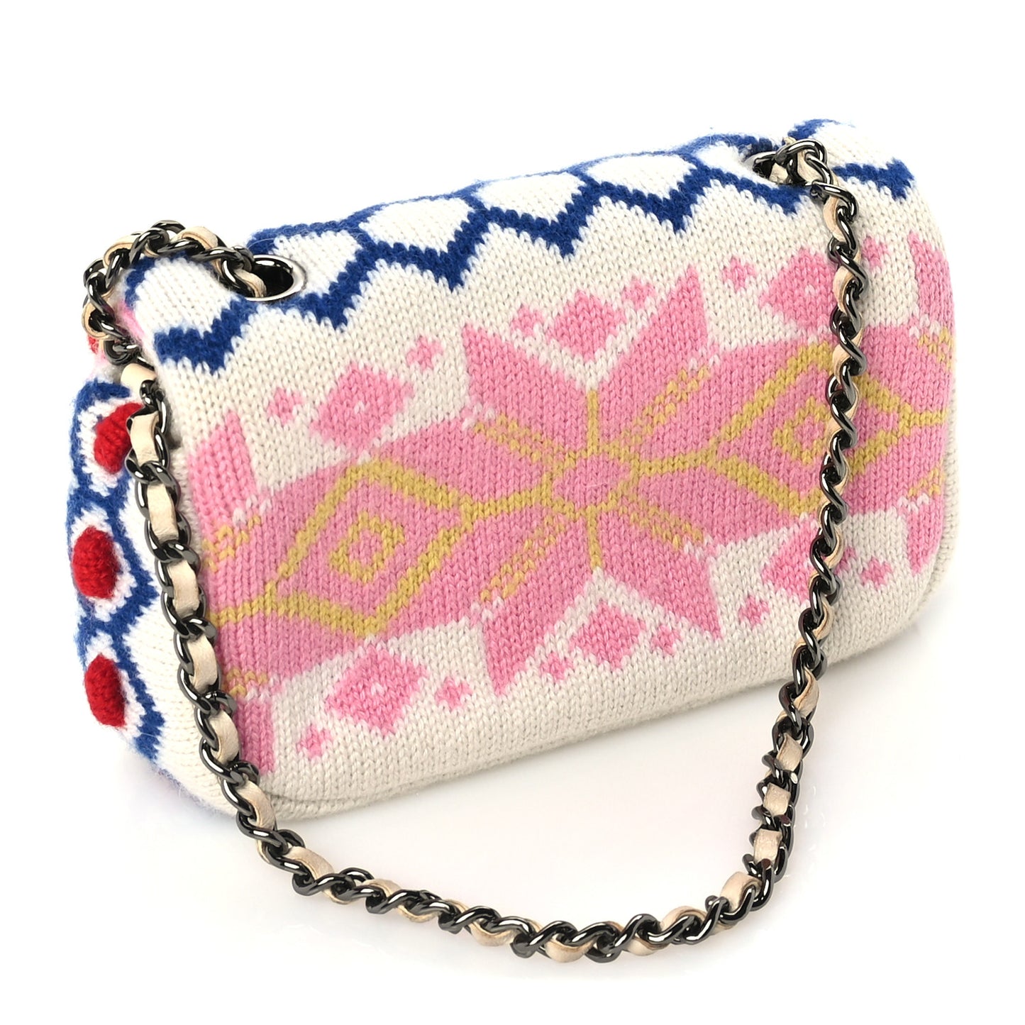 Cashmere Knit Extra Mini Single Flap White Multicolor