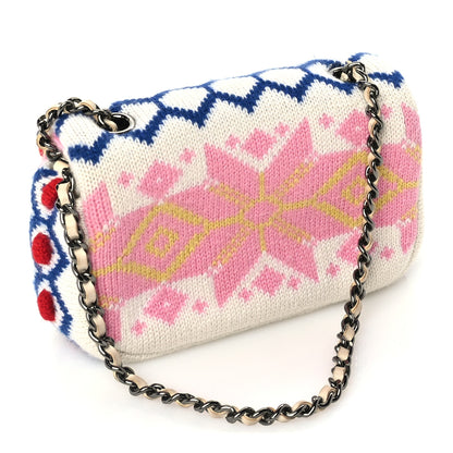 Chanel Cashmere Knit Extra Mini Single Flap White Multicolor 2 of 9