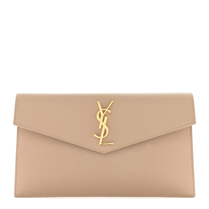Saint Laurent Grain De Poudre Uptown Pouch Dark Beige 1 of 7