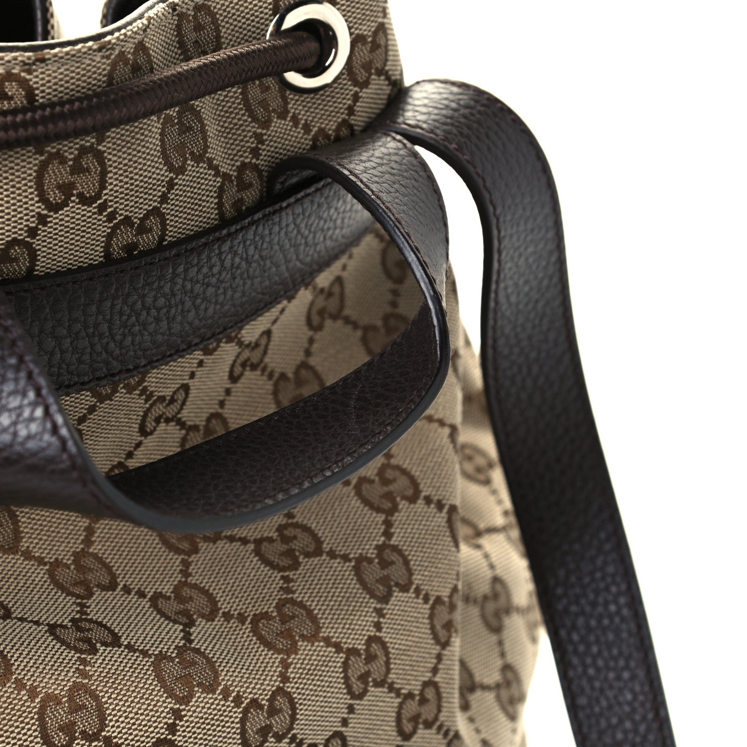 Gucci Monogram Dollar Calfskin O Drawstring Backpack Beige Ebony Testa di Moro Dark Chocolate 13 of 13