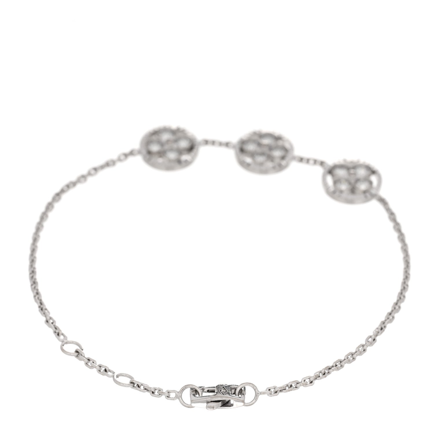 Louis Vuitton 18K White Gold Diamond Three Blossom BB Bracelet 2 of 4