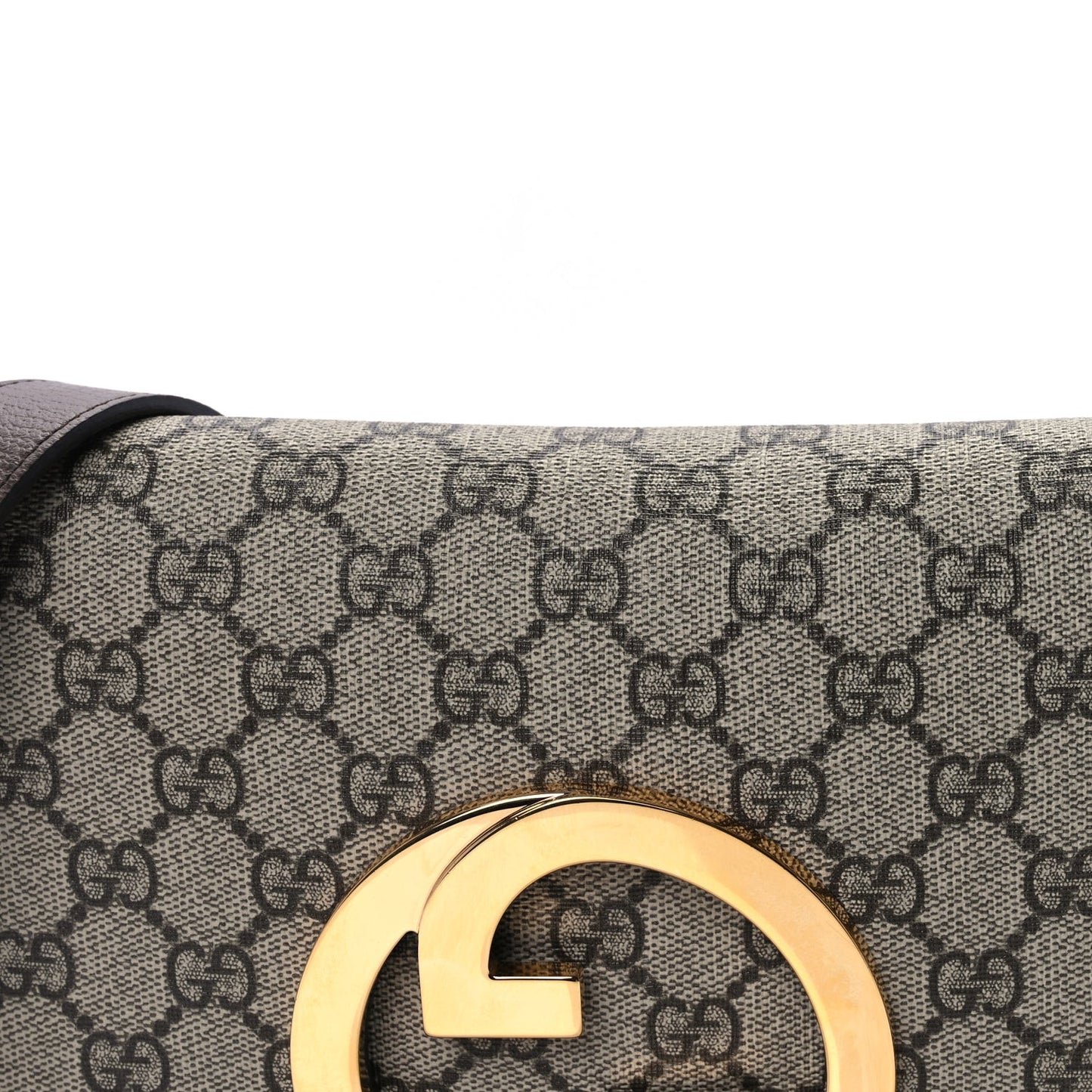 GG Supreme Monogram Textured Dollar Calfskin Blondie Chain Shoulder Flap Bag Beige Ebony New Acero