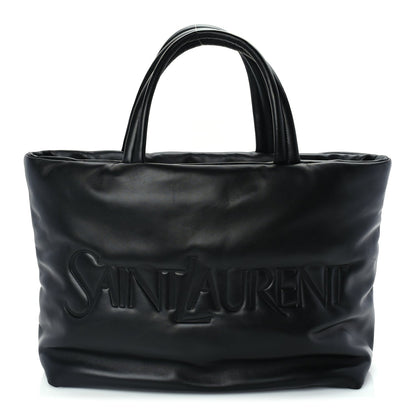 Saint Laurent Lambskin Wide Puffer Tote  Black 1 of 8
