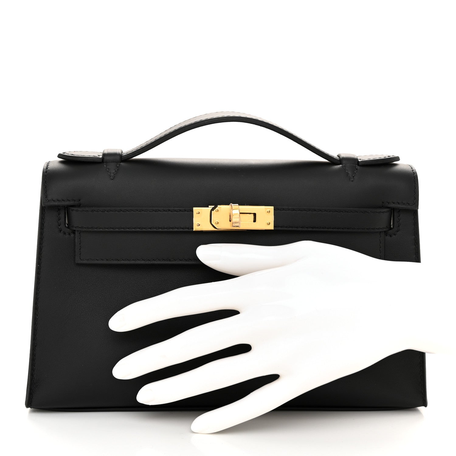 Hermes Swift Kelly Pochette Clutch Black 2 of 12