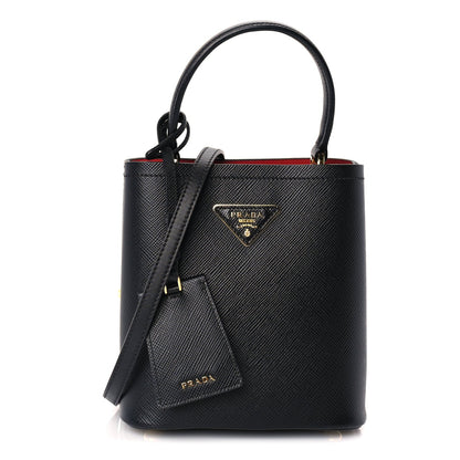 Prada Saffiano Cuir Small Panier Bucket Bag  Black Fuoco 1 of 8