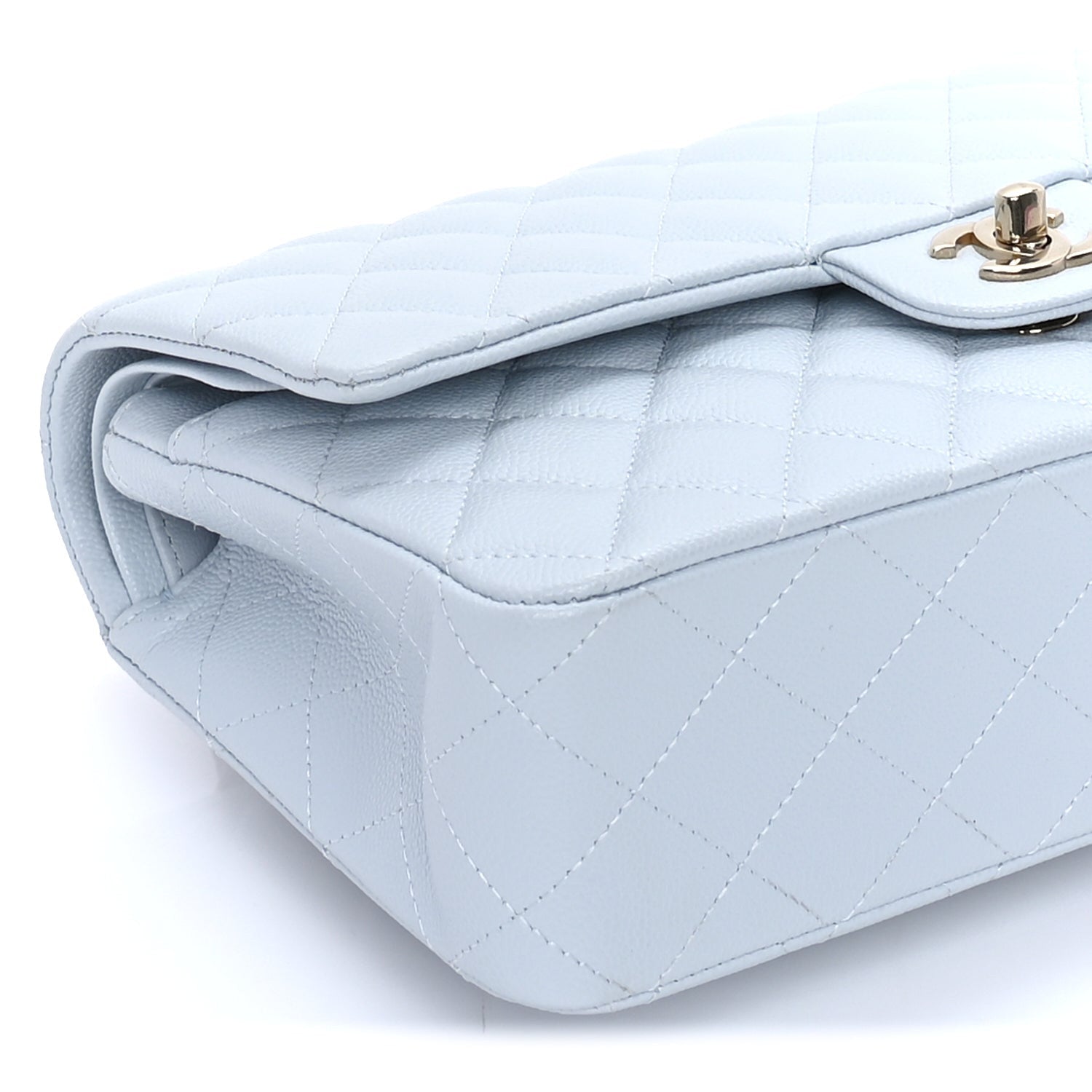 Chanel Caviar Quilted Medium Double Flap Light Blue 8 of 9