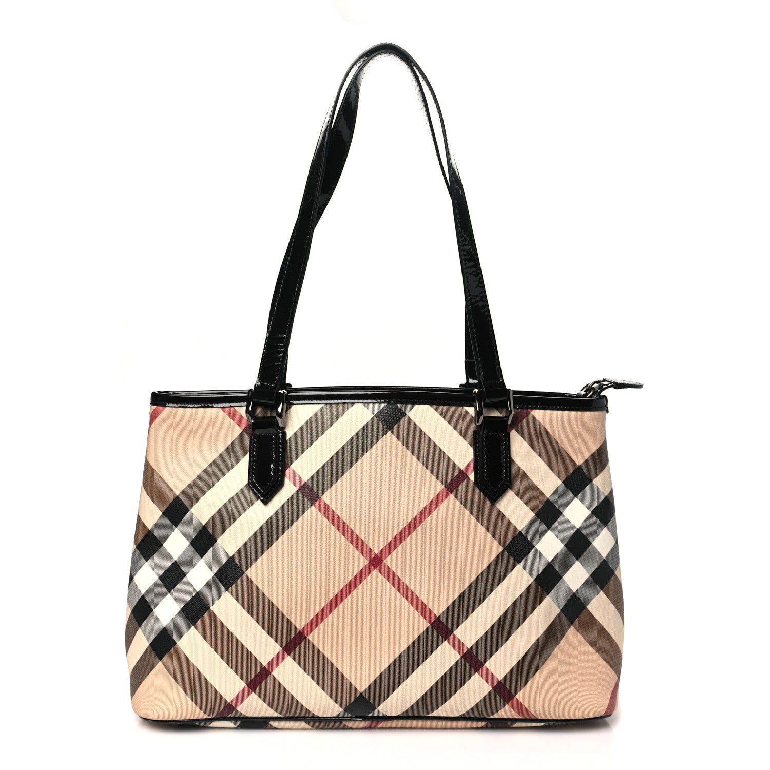 Burberry Metallic Calfskin Nova Check Small Nickie Tote Black 1 of 9