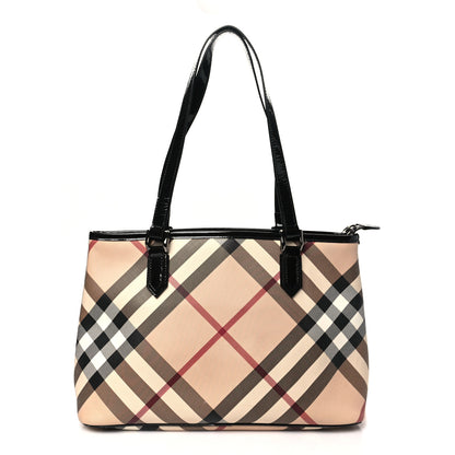 Burberry Metallic Calfskin Nova Check Small Nickie Tote Black 1 of 9