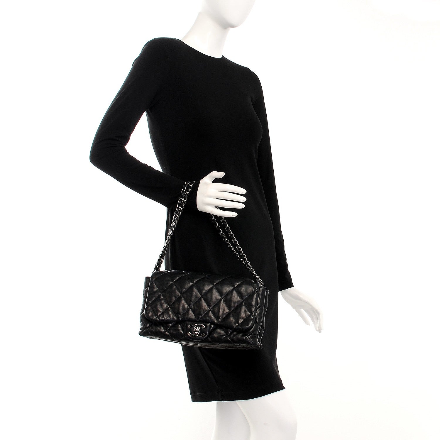 Chanel Lambskin Quilted 3 Accordion Flap Bag Black 2 of 12