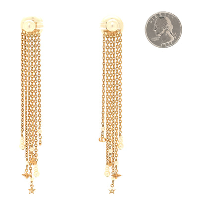 Christian Dior Pearl Charms Tribale Dangle Chain Earrings Gold 2 of 4