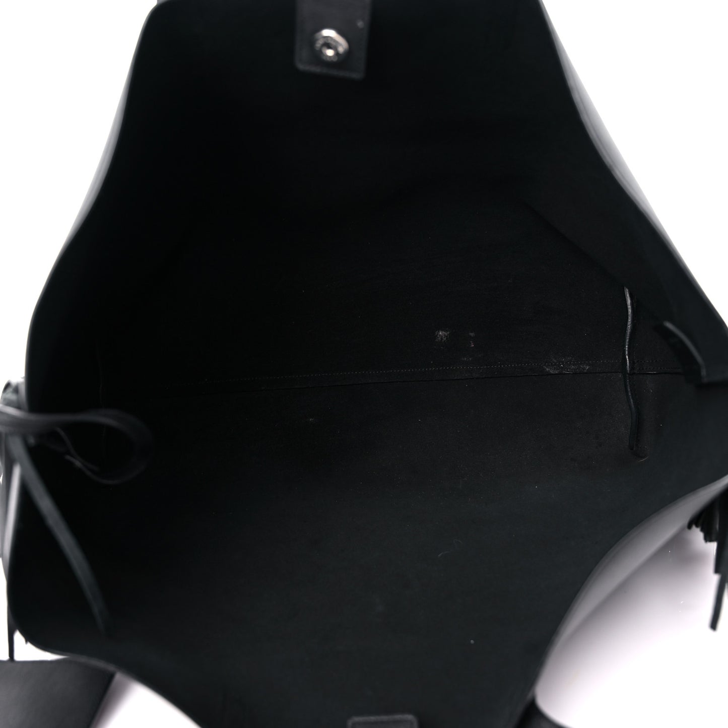 Calfskin Large Fringe Shopping Tote Black