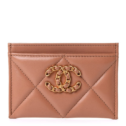Chanel Lambskin Quilted Chanel 19 Card Holder Brown 1 of 9