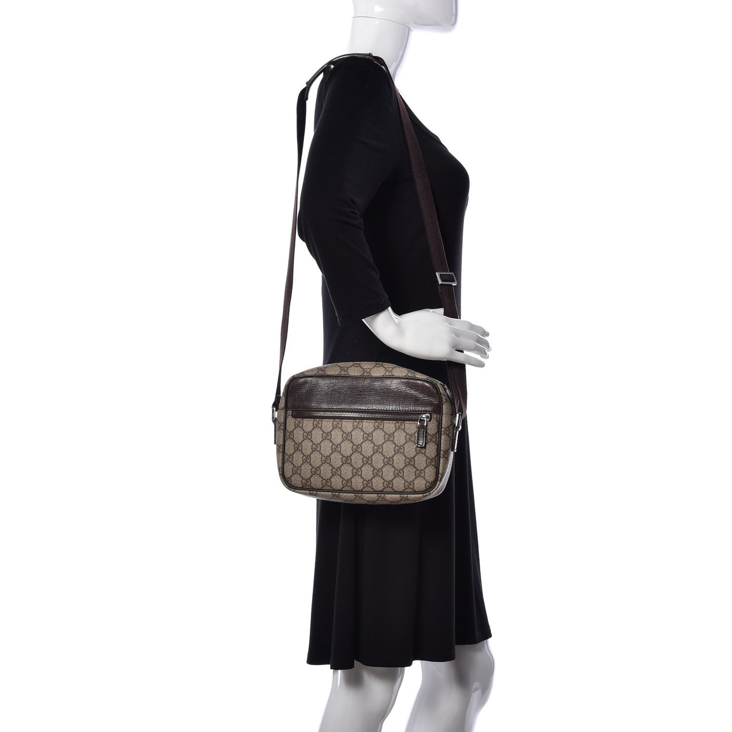 GG Plus Monogram Shoulder Bag Dark Brown