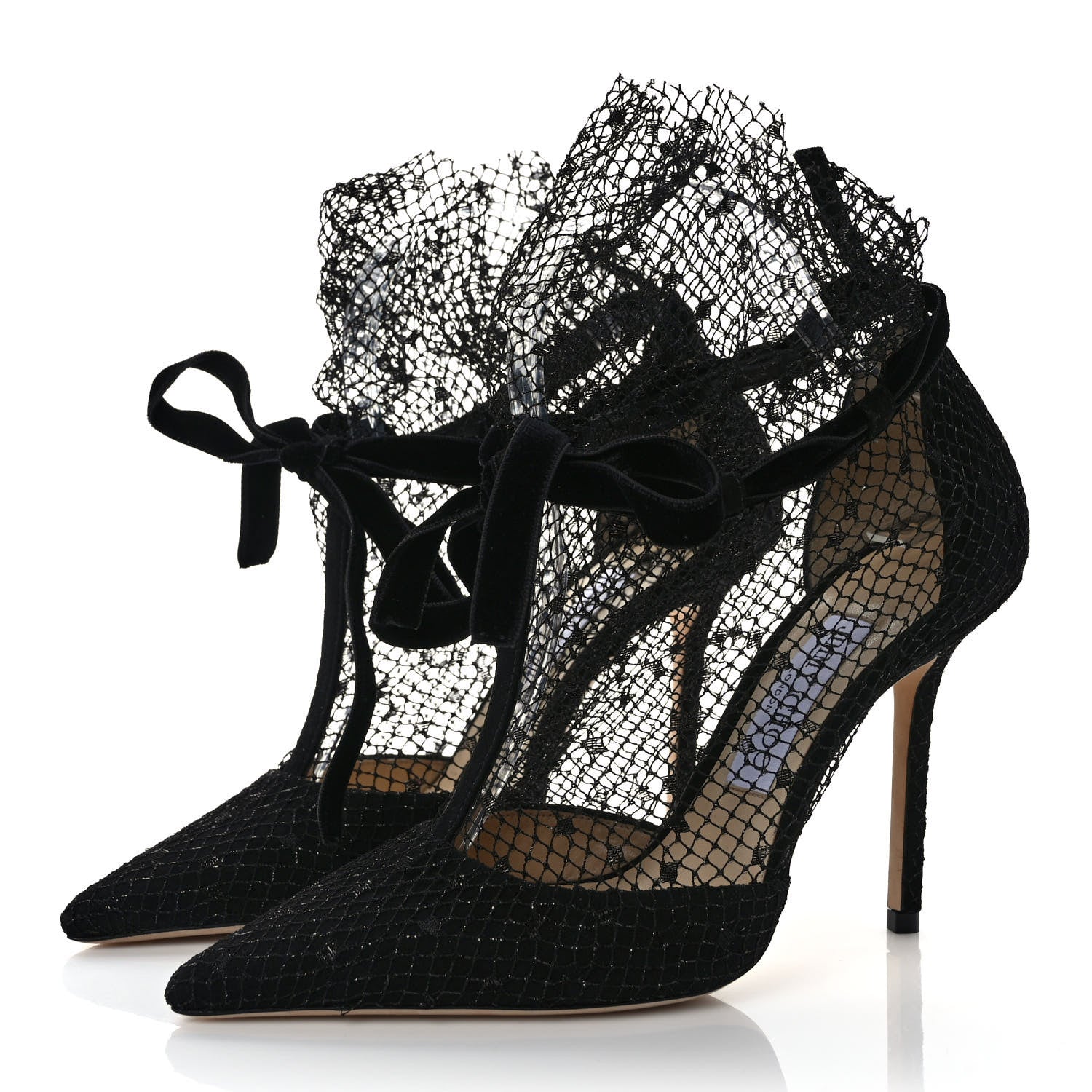 Jimmy Choo Suede Polka Dot Net Fira 100 Pumps 38 Black 3 of 6