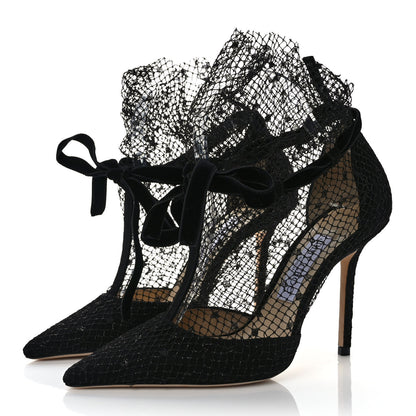 Jimmy Choo Suede Polka Dot Net Fira 100 Pumps 38 Black 3 of 6