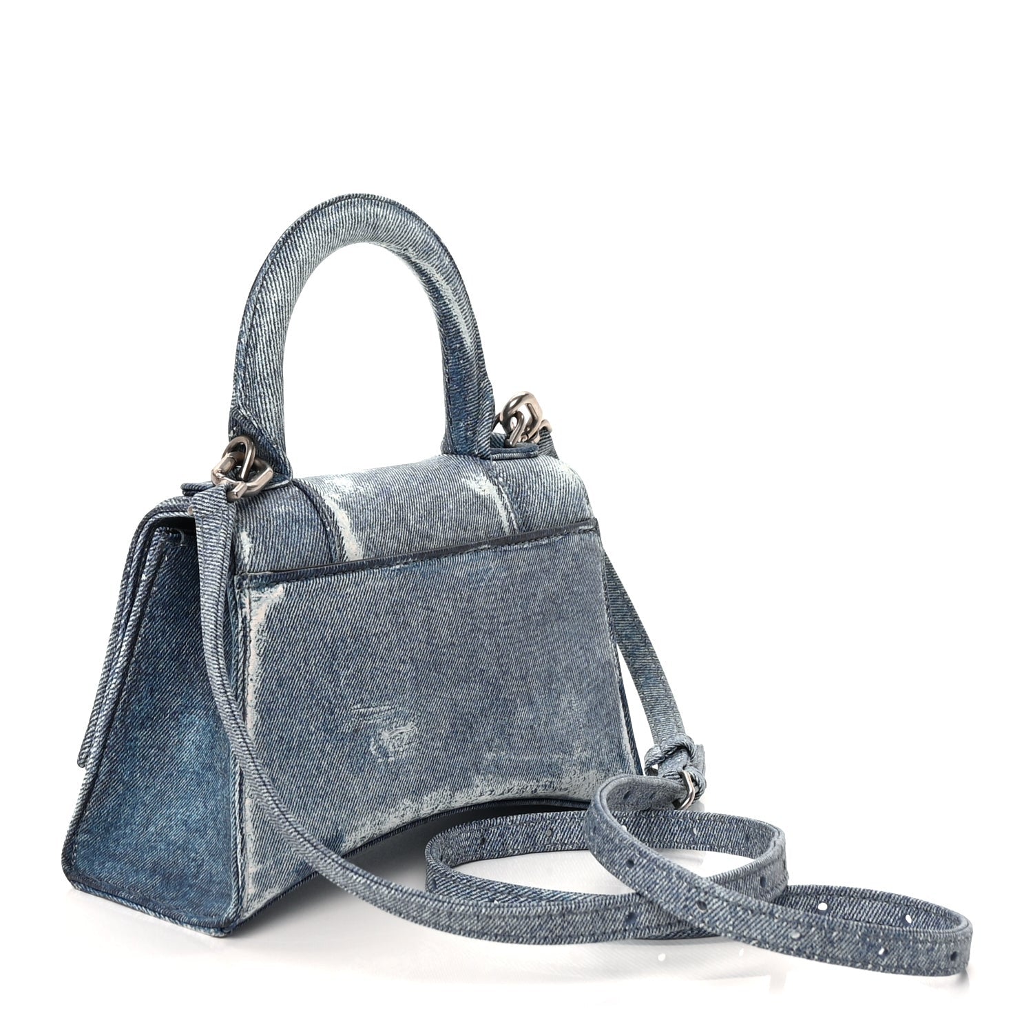 Balenciaga Nappa Denim Printed Hourglass Top Handle Bag XS Denim Blue 2 of 8