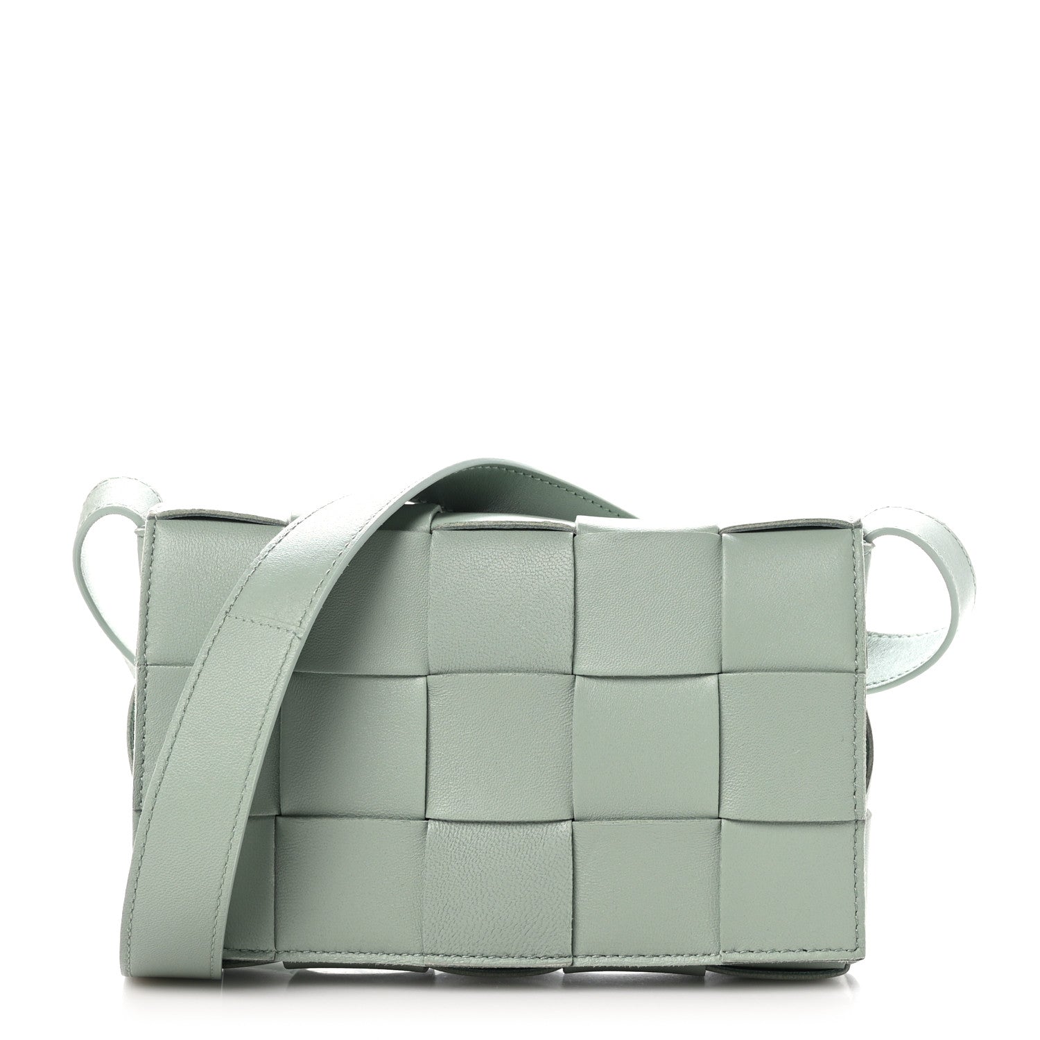 Bottega Veneta Lambskin Maxi Intreccio Small Cassette Crossbody Bag New Sauge 1 of 9