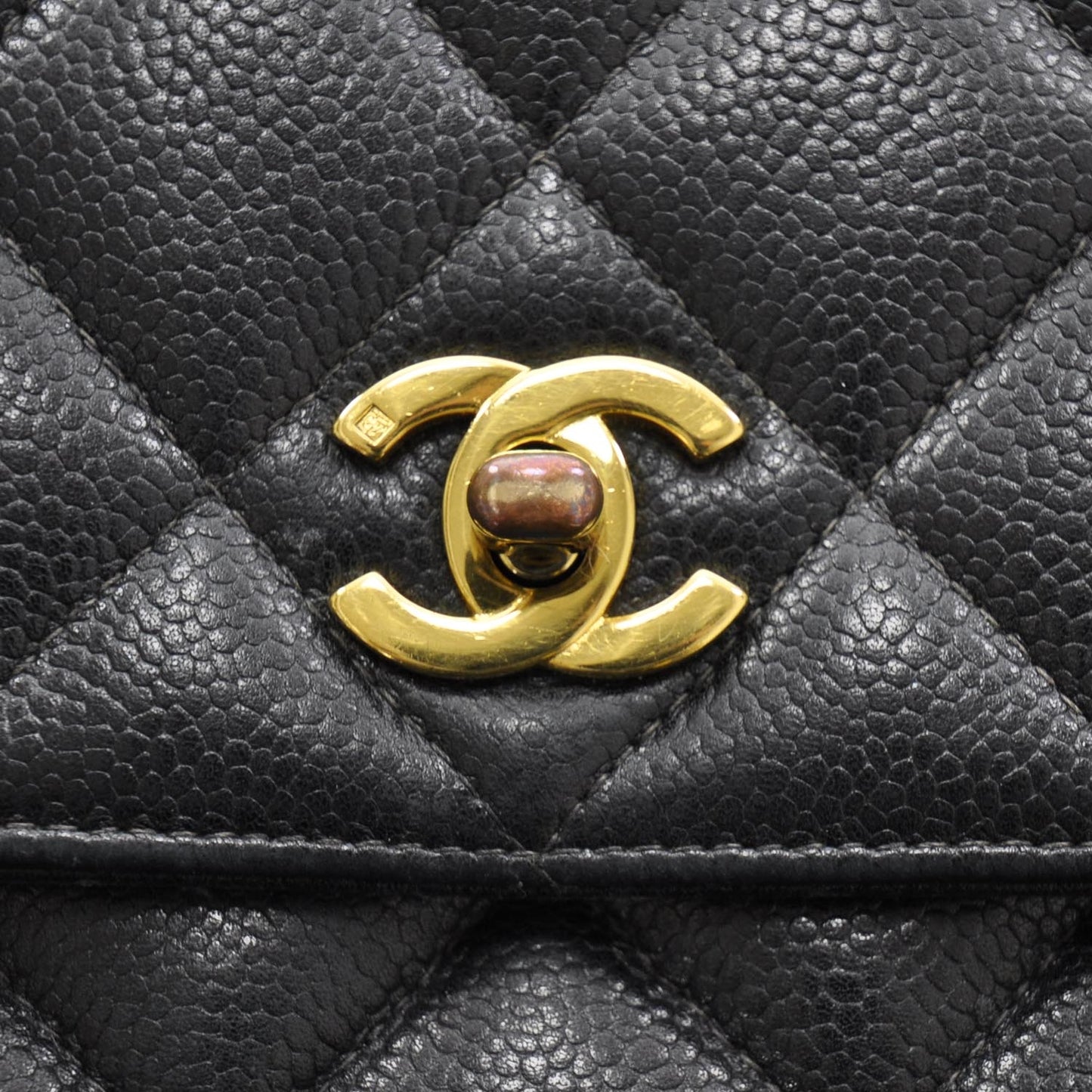 Caviar Quilted Flap Shoulder Bag Black