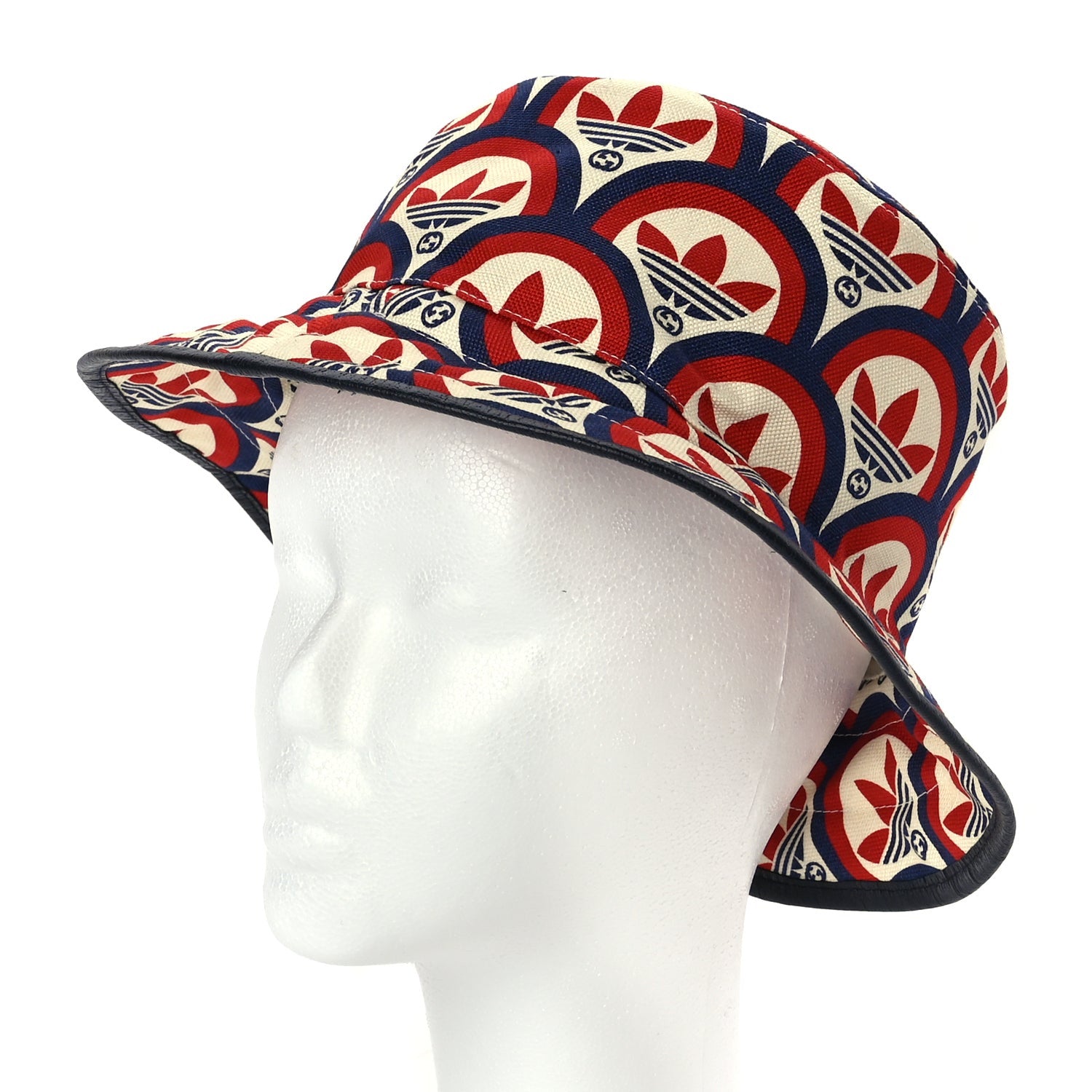 Gucci X ADIDAS Canvas Trefoil Interlocking G Bucket Hat M Red White Blue 1 of 7