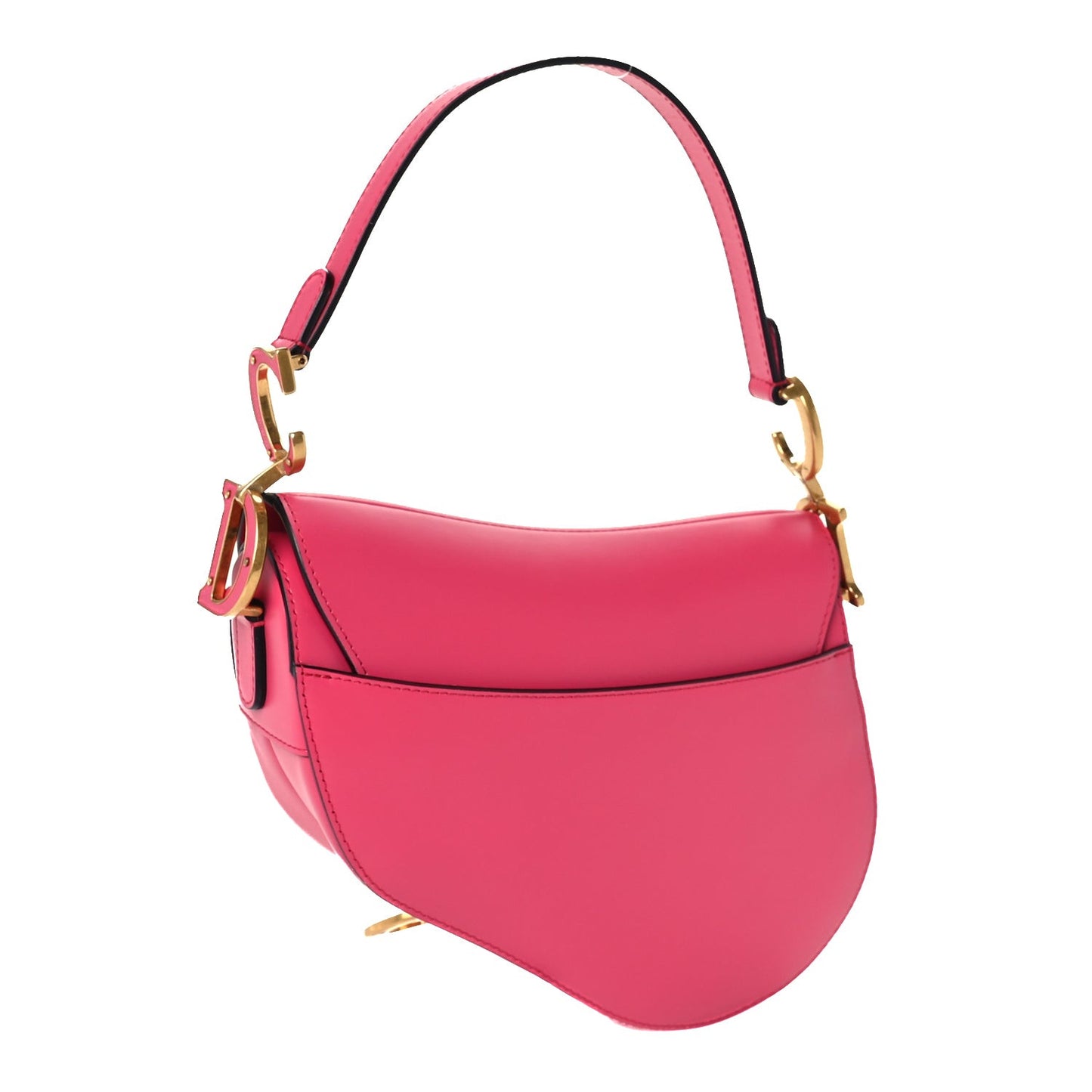 Supple Calfskin Saddle Bag With Strap Passion Pink